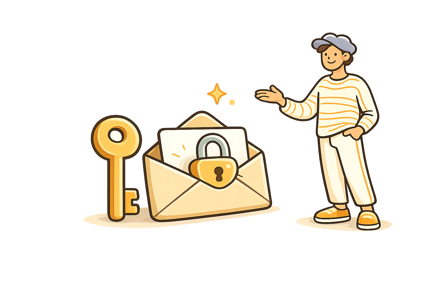 A key and a locked envelope — reset your Chatbot Pal password